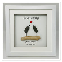 Load image into Gallery viewer, 12th Silk 12 Years Wedding Anniversary Frame - Pebble Birds