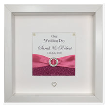 Load image into Gallery viewer, Wedding Day Ribbon Frame - Fuchsia Pink Glitter