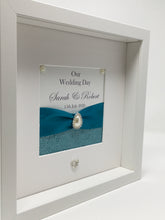 Load image into Gallery viewer, Wedding Day Ribbon Frame - Teal Pebble