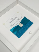 Load image into Gallery viewer, Wedding Day Ribbon Frame - Teal Glitter