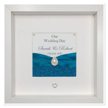 Load image into Gallery viewer, Wedding Day Ribbon Frame - Teal Glitter