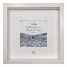 Load image into Gallery viewer, 25th Silver 25 Years Wedding Anniversary Ribbon Frame - Pebble