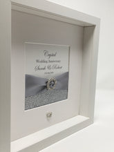 Load image into Gallery viewer, 15th Crystal 15 Years Wedding Anniversary Ribbon Frame - Pebble