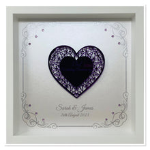 Load image into Gallery viewer, 33rd Amethyst 33 Years Wedding Anniversary Frame - Intricate Mirror Heart