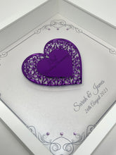 Load image into Gallery viewer, 33rd Amethyst 33 Years Wedding Anniversary Frame - Intricate Mirror Heart
