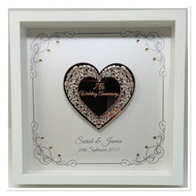 Load image into Gallery viewer, 7th Copper 7 Years Wedding Anniversary Frame - Intricate Mirror Heart