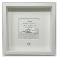 Load image into Gallery viewer, 4th Linen 4 Years Wedding Anniversary Ribbon Frame - Pebble