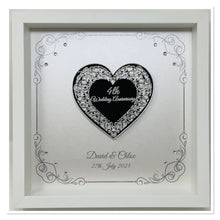 Load image into Gallery viewer, 4th 4 Year Linen Wedding Anniversary Frame - Intricate Mirror Heart