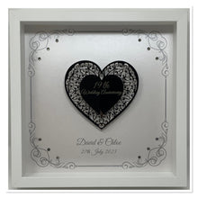 Load image into Gallery viewer, 19th Bronze 19 Years Wedding Anniversary Frame - Intricate Mirror Heart