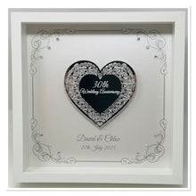 Load image into Gallery viewer, 30th Pearl 30 Years Wedding Anniversary Frame - Intricate Mirror Heart