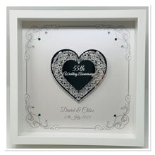Load image into Gallery viewer, 55th Emerald 55 Years Wedding Anniversary Frame - Intricate Mirror Heart
