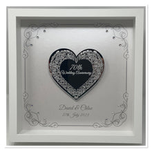 Load image into Gallery viewer, 70th Platinum 70 Years Wedding Anniversary Frame - Intricate Mirror Heart