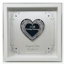 Load image into Gallery viewer, 45th Sapphire 45 Years Wedding Anniversary Frame - Intricate Mirror Heart