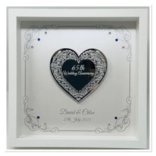 Load image into Gallery viewer, 65th Blue Sapphire 65 Years Wedding Anniversary Frame - Intricate Mirror Heart