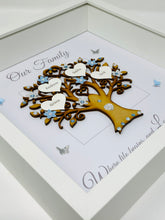 Load image into Gallery viewer, Family Tree Frame - Pale Blue & Silver Glitter 'Our Family' - Contemporary