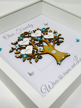 Load image into Gallery viewer, Family Tree Frame - Teal & Silver Glitter 'Our Family' - Contemporary