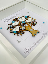 Load image into Gallery viewer, Grandchildren Family Tree Picture Frame - Turquoise & Silver Glitter - Contemporary