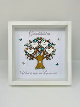 Load image into Gallery viewer, Grandchildren Family Tree Picture Frame - Teal & Silver Glitter - Contemporary