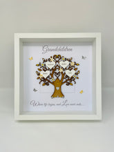 Load image into Gallery viewer, Grandchildren Family Tree Frame - Yellow & Silver Glitter - Contemporary
