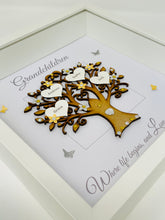 Load image into Gallery viewer, Grandchildren Family Tree Frame - Yellow & Silver Glitter - Contemporary