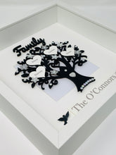 Load image into Gallery viewer, Family Tree Frame Black & Silver Glitter Gem Birds