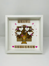 Load image into Gallery viewer, Grandchildren Scrabble Family Tree Frame - Bright Pink