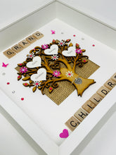Load image into Gallery viewer, Grandchildren Scrabble Family Tree Frame - Bright Pink
