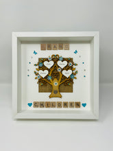 Load image into Gallery viewer, Grandchildren Scrabble Family Tree Frame - Turquoise