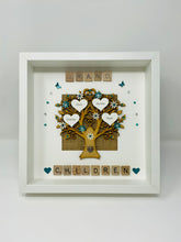 Load image into Gallery viewer, Grandchildren Scrabble Family Tree Frame - Teal