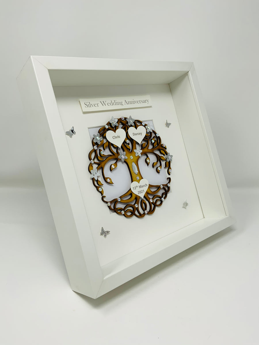 25th Silver 25 Years Wedding Anniversary Frame - Tree Of Life - TOL 25 ...