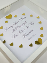 Load image into Gallery viewer, 'Every Love Story Is Beautiful' Gold Love Hearts Quote Frame