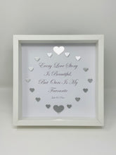 Load image into Gallery viewer, 'Every Love Story Is Beautiful' Silver Love Hearts Quote Frame