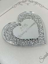 Load image into Gallery viewer, 25th Silver 25 Years Wedding Anniversary Frame - Intricate Mirror Heart
