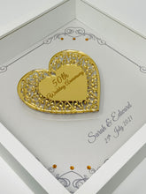 Load image into Gallery viewer, 50th Golden 50 Years Wedding Anniversary Frame - Intricate Mirror Heart