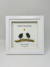 Load image into Gallery viewer, 50th Golden 50 Years Wedding Anniversary Frame - Pebble Birds