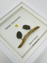 Load image into Gallery viewer, 50th Golden 50 Years Wedding Anniversary Frame - Pebble Birds