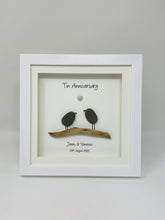 Load image into Gallery viewer, 10th Tin 10 Years Wedding Anniversary Frame - Pebble Birds
