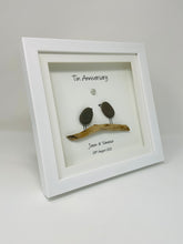 Load image into Gallery viewer, 10th Tin 10 Years Wedding Anniversary Frame - Pebble Birds