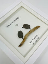 Load image into Gallery viewer, 10th Tin 10 Years Wedding Anniversary Frame - Pebble Birds