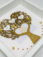 Load image into Gallery viewer, 50th Golden 50 Years Wedding Anniversary Frame - Metallic Heart Tree