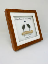 Load image into Gallery viewer, 65th Blue Sapphire 65 Years Wedding Anniversary Frame - Pebble Birds