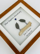 Load image into Gallery viewer, 65th Blue Sapphire 65 Years Wedding Anniversary Frame - Pebble Birds