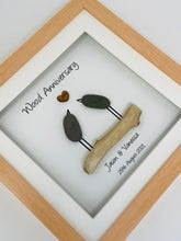 Load image into Gallery viewer, 5th Wood 5 Years Wedding Anniversary Frame - Pebble Birds