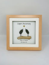 Load image into Gallery viewer, 7th Copper 7 Years Wedding Anniversary Frame - Pebble Birds