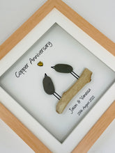 Load image into Gallery viewer, 7th Copper 7 Years Wedding Anniversary Frame - Pebble Birds