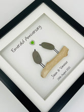 Load image into Gallery viewer, 55th Emerald 55 Years Wedding Anniversary Frame - Pebble Birds