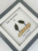 Load image into Gallery viewer, 11th Steel 11 Years Wedding Anniversary Frame - Pebble Birds