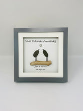 Load image into Gallery viewer, 16th Silver Holloware Wedding Anniversary Frame - Pebble Birds