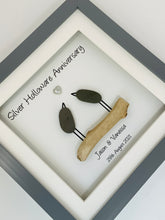 Load image into Gallery viewer, 16th Silver Holloware Wedding Anniversary Frame - Pebble Birds