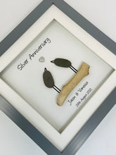 Load image into Gallery viewer, 25th Silver 25 Years Wedding Anniversary Frame - Pebble Birds